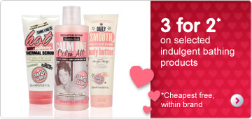 3 for 2 on selected indulgent bathing within brand